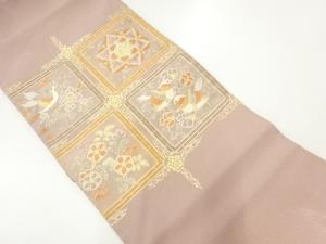 格天井に花鳥模様織出し袋帯